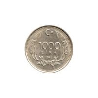 Preview 1000 Liras, 1991 reverse