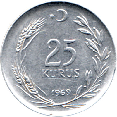 25 kuruş, 1969 Reverse
