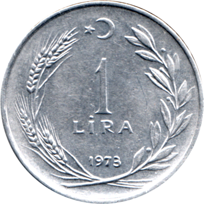 1 Lira, 1973 Reverse