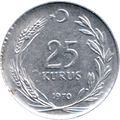 25 kuruş, 1970 Reverse