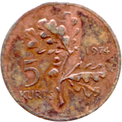 5 kuruş, 1974 Reverse