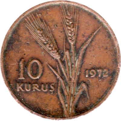 10 kuruş, 1972 Reverse