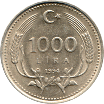 1000 Liras, 1994 Reverse