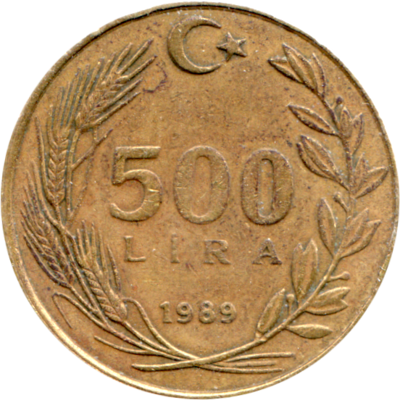 500 Liras, 1989 Reverse