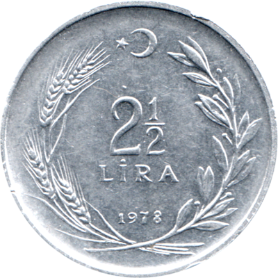 2½ Liras, 1978 Reverse