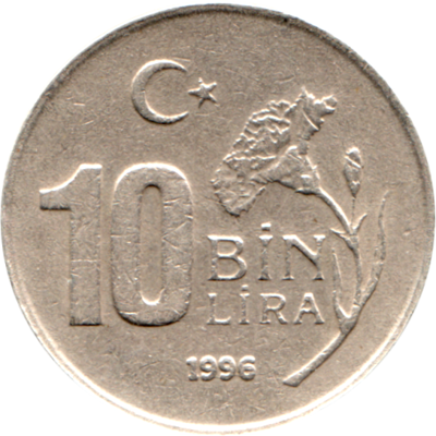 10000 Liras, 1996 Reverse