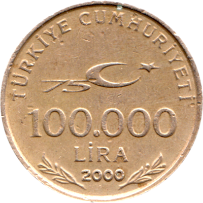 100000 Liras, 2000 Reverse