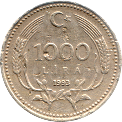 1000 Liras, 1993 Reverse