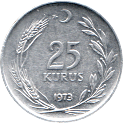 25 kuruş, 1973 Reverse