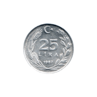 Preview 25 Liras, 1987 reverse