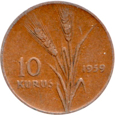 10 kuruş, 1959 Reverse