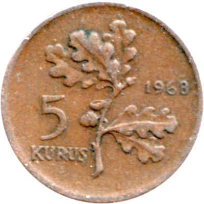 5 kuruş, 1968 Reverse