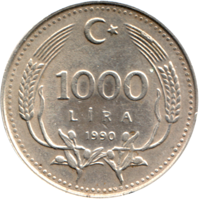 1000 Liras, 1990 Reverse