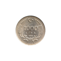 Preview 1000 Liras, 1990 reverse