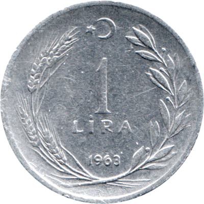 1 Lira, 1963 Reverse