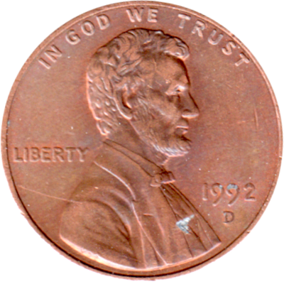 1 cent, 1992 Obverse