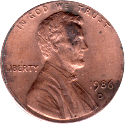 1 cent, 1986 Obverse