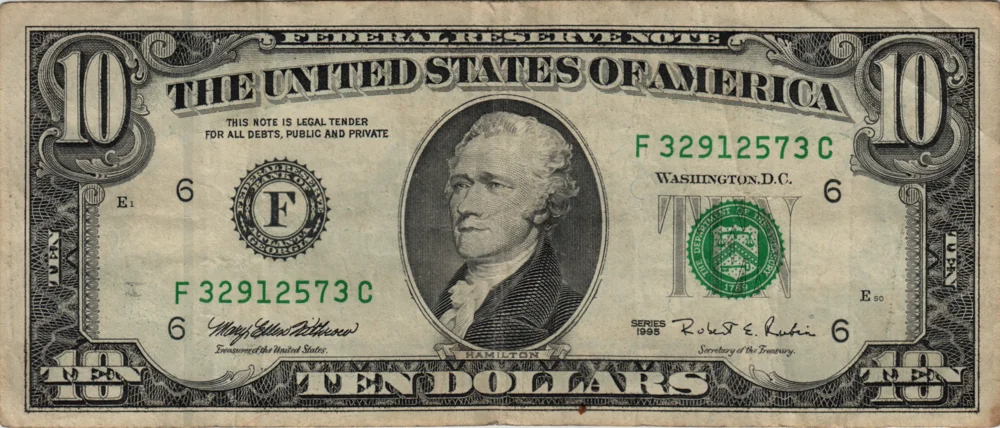 10 Dollars, 1995 Reverse