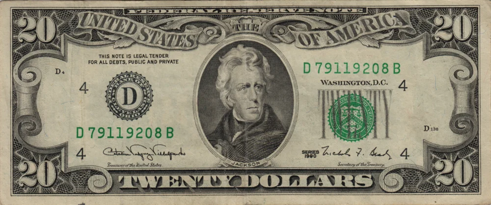 20 Dollars, 1990 Reverse