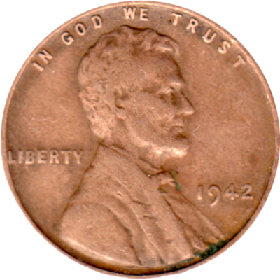 1 cent, 1942 Obverse