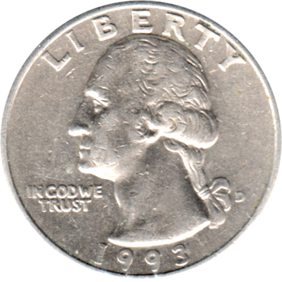 ¼ Dollar, 1993 Obverse