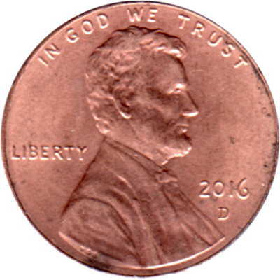 1 cent, 2016 Obverse