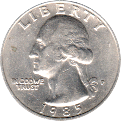 ¼ Dollar, 1985 Obverse