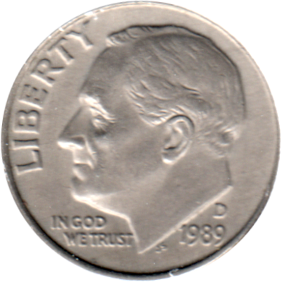 1 dime, 1989 Obverse