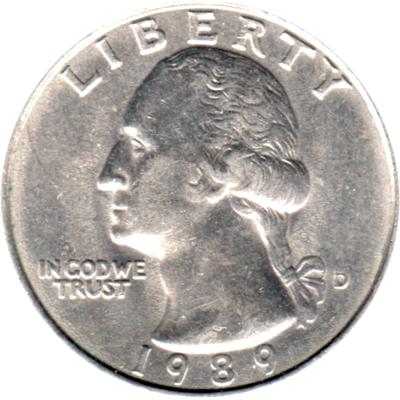 ¼ Dollar, 1989 Obverse