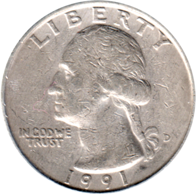 ¼ Dollar, 1991 Obverse