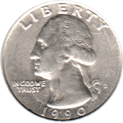 ¼ Dollar, 1990 Obverse