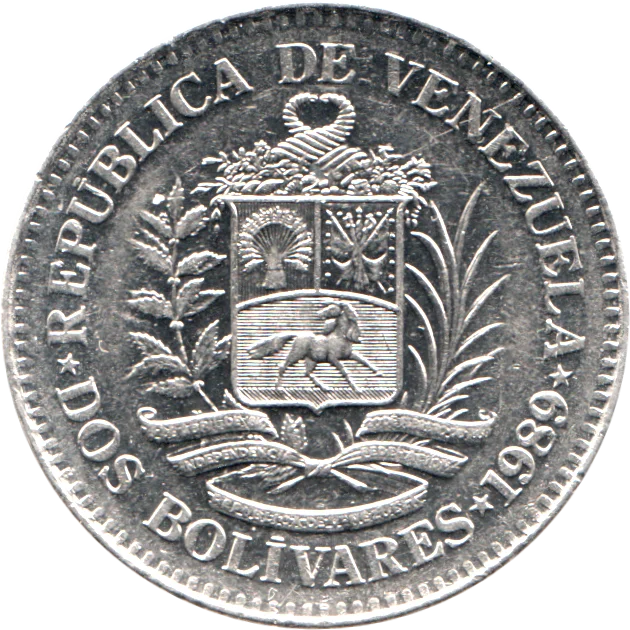 2 Bolívares, 1989 Reverse