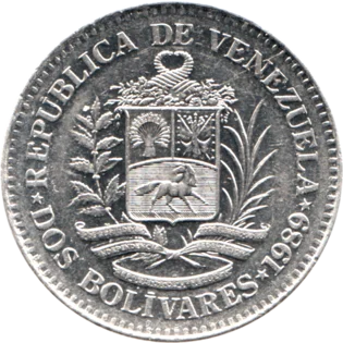 Preview 2 Bolívares, 1989 reverse