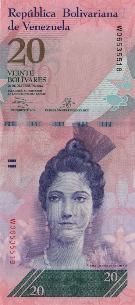 20 Bolívares Fuertes, 2013 Reverse