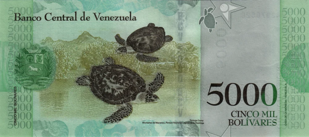 5000 Bolívares Fuertes, 2017 Obverse