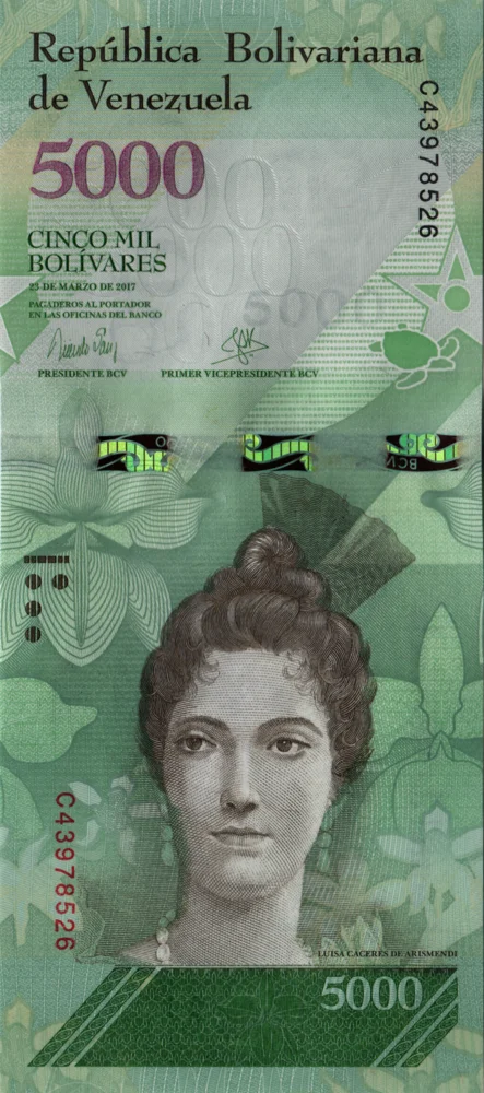 5000 Bolívares Fuertes, 2017 Reverse