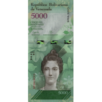 Preview 5000 Bolívares Fuertes, 2017 reverse