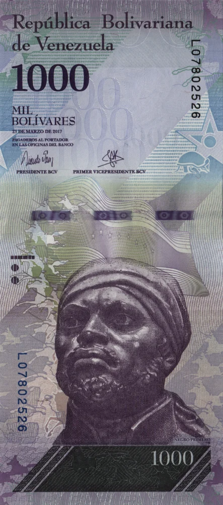 1000 Bolívares Fuertes, 2017 Reverse