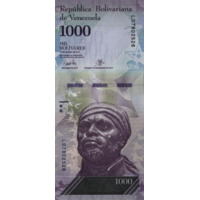 Preview 1000 Bolívares Fuertes, 2017 reverse