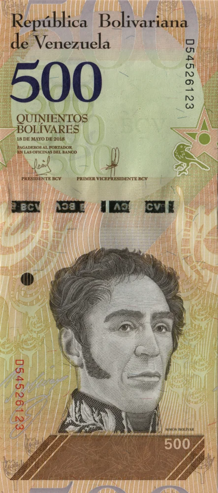 500 Bolívares Soberanos, 2018 Reverse