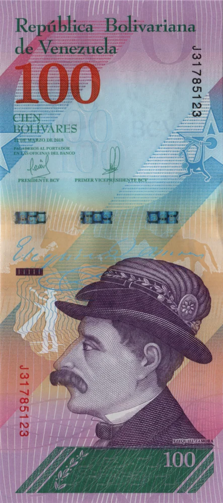 100 Bolívares Soberanos, 2018 Reverse