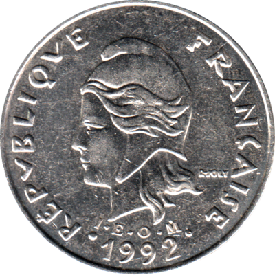 20 Francs, 1992 Obverse