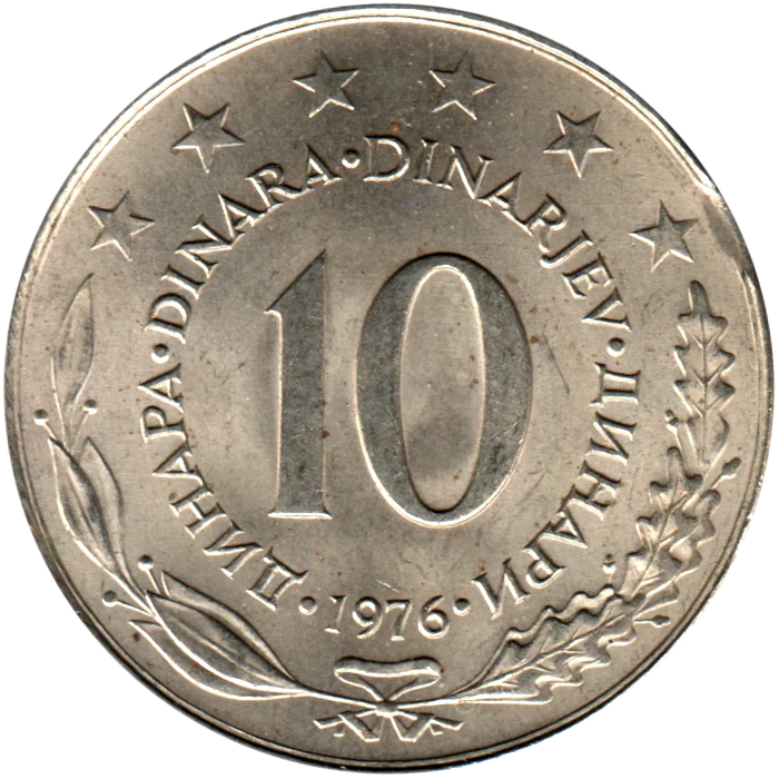 10 Dinara, 1976 Reverse