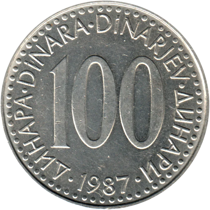 100 Dinara, 1987 Reverse