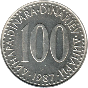 Preview 100 Dinara, 1987 reverse