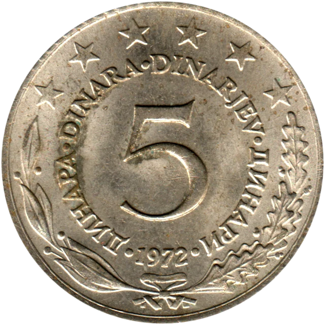 5 Dinara, 1972 Reverse