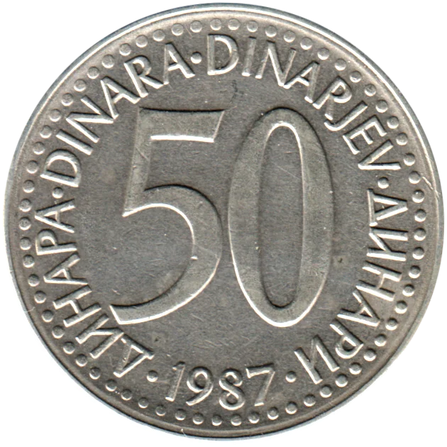 50 Dinara, 1987 Reverse