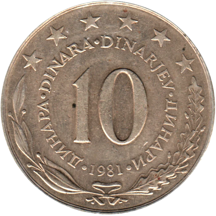 10 Dinara, 1981 Reverse