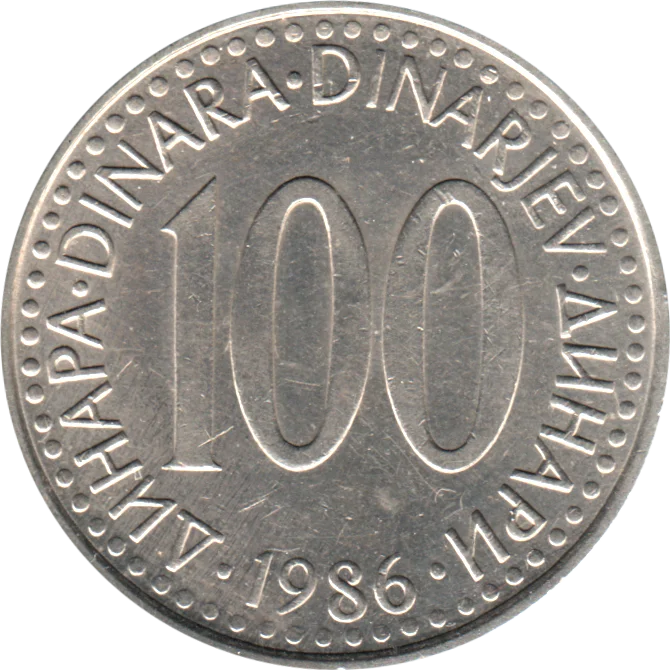100 Dinara, 1986 Reverse