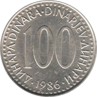 Preview 100 Dinara, 1986 reverse